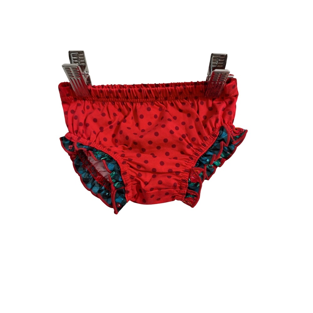 Matilda Jane Bloomers Baby 3-6M Red Polka Dot Floral Ruffle Diaper Cover